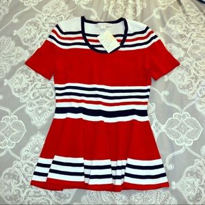 NWT Classy Red Peplum Boston Proper Top